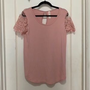 New without tags, Never worn pink tshirt with lace